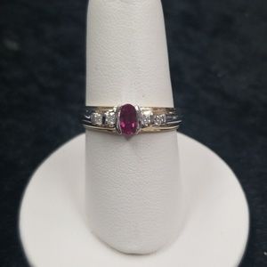 14k yellow gold  ruby and diamond ring